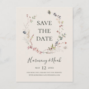 Ferien Chic Botanisch   Champagner Save The Date Einladungspostkarte