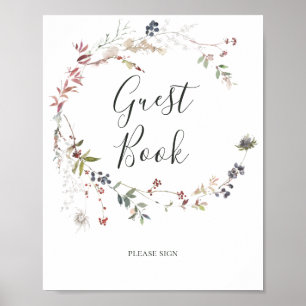 Ferien Chic Botanisch   weißes Gästebuch Schild