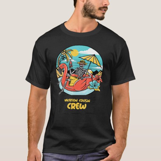 Ferien Cousin Crew Cool Skelett auf dem Sommer B T-Shirt (Vorderseite)