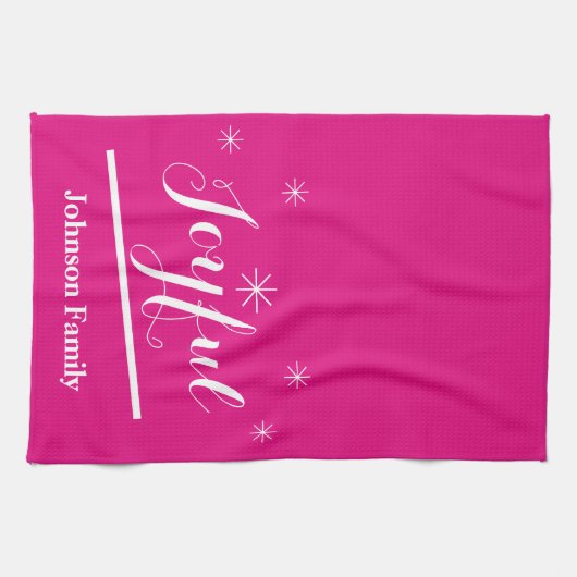 Ferien Freude Küche Personalisiert Name Cool Rosa Geschirrtuch (Horizontal)