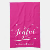 Ferien Freude Küche Personalisiert Name Cool Rosa Geschirrtuch (Vertikal)