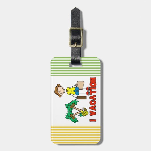 Ferien-Gepäck-Umbau des Strichmännchen-Manni Gepäckanhänger (Vorderseite vertikal)