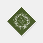 Ferien Grüner Laurel Wreath und Berries Serviette (Ecke)