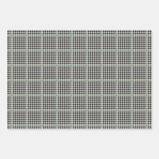 Ferien Hahnentrittmuster Schwarz-Grün Urlaub Geschenkpapier Set (Vorderseite)