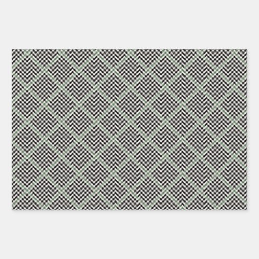 Ferien Hahnentrittmuster Schwarz Grün Urlaub Verpa Geschenkpapier Set (Vorderseite 2)