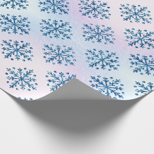 Ferien - Ice Blauer Schneeflocken Imitat im Val Be Geschenkpapier (Ecke)