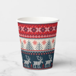 Ferien-Imitate Strick Muster Nordic Themenwelt Wei Pappbecher