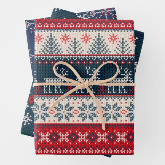Ferien-Imitate Strick Patente Weihnachten Personal Geschenkpapier Set (Beispiel)