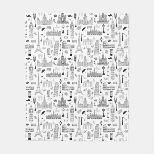 Ferien in Europa-Muster Fleecedecke (Vorderseite)