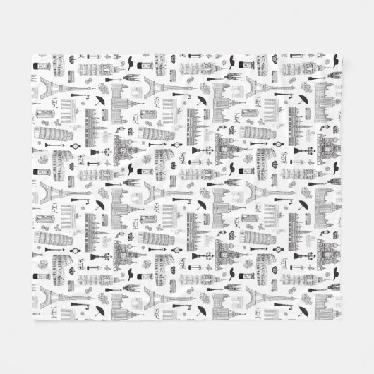 Ferien in Europa-Muster Fleecedecke (Vorderseite (Horizontal))