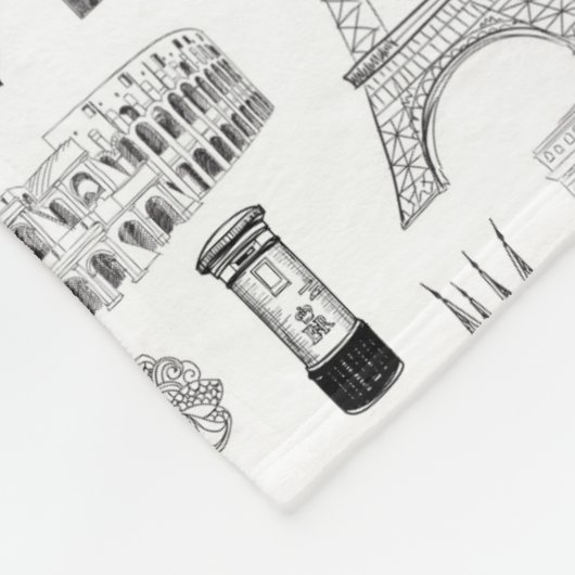 Ferien in Europa-Muster Fleecedecke (Ecke)