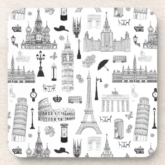 Ferien in Europa-Muster Getränkeuntersetzer (Vorderseite)