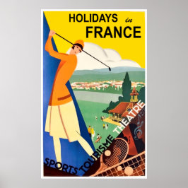 Ferien in Frankreich, Sporttourismus, Sommer, Vint Poster