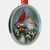 Ferien-Kardinäle & Weihnachtsgarten Silbernes Ornament (Rechts)