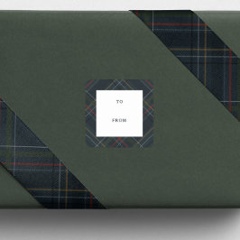 Ferien-Karomuster Geschenk in Navyblau von und für Quadratischer Aufkleber