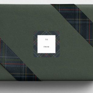 Ferien-Karomuster Geschenk in Navyblau von und für Quadratischer Aufkleber