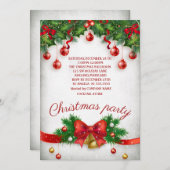 Ferien, Kiefernzweig, Jingle Bell Bow Party Einladung (Vorne/Hinten)