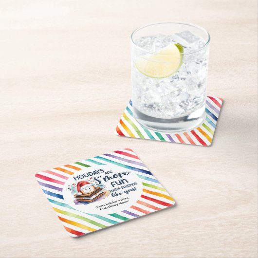 Ferien machen uns Spaß mit Freunden wie dir. Rechteckiger Pappuntersetzer (Vor Ort)