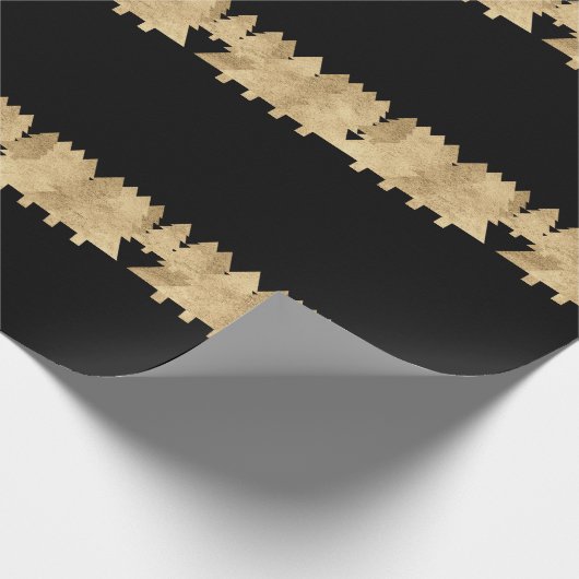 Ferien Merry Chrismastrees Schwarzer Minimal Merry Geschenkpapier (Ecke)