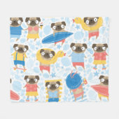 Ferien Mops, Sommerstrand nahtlos. Fleecedecke (Vorderseite (Horizontal))