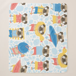 Ferien Mops, Sommerstrand nahtlos. Sherpadecke