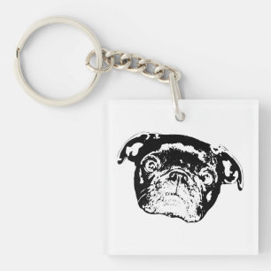 Ferien-Mops-Taschenfreude Schlüsselanhänger