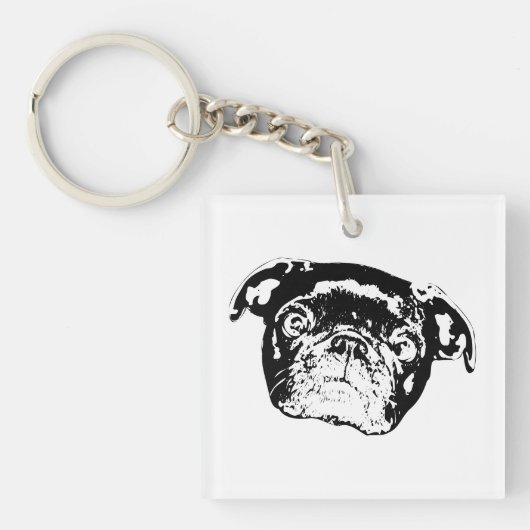 Ferien-Mops-Taschenfreude Schlüsselanhänger (Vorderseite)