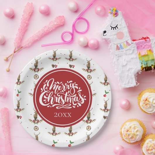 Ferien Personalisiert Winter Hirschmuster Pappteller (Party)