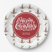 Ferien Personalisiert Winter Hirschmuster Pappteller (Vorderseite)