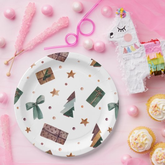 Ferien Rustikaler Weihnachtsbaum Pappteller (Party)