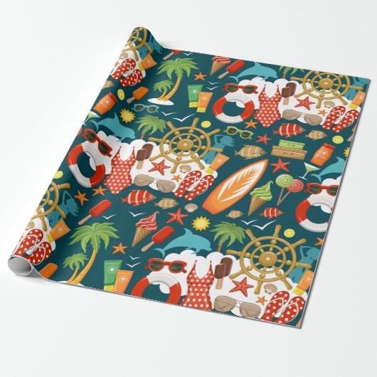 Ferien Sommer Party Strand Muster Geschenkpapier (Ungerollt)