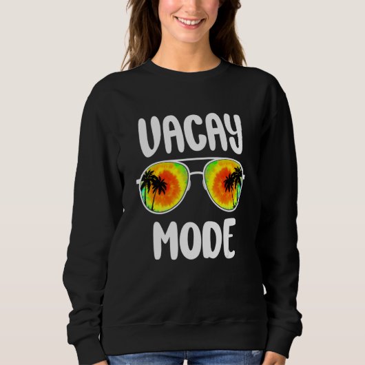 Ferien Sommersonnenbrille Gefärbte Krawatte Palmen Sweatshirt (Vorderseite)