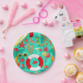 Ferien Sommerstrand Muster Pappteller (Party)