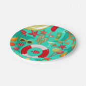 Ferien Sommerstrand Muster Pappteller (Schrägansicht)