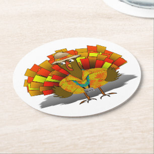 Ferien Truthahn Erntedankfest Runder Pappuntersetzer