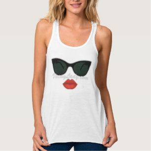 Ferien Vacay Damen-rotes LippenTrägershirt Tank Top