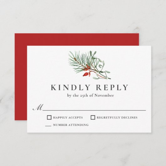 Ferien Winter Botanische Vegetation und Berries UA RSVP Karte (Vorne/Hinten)