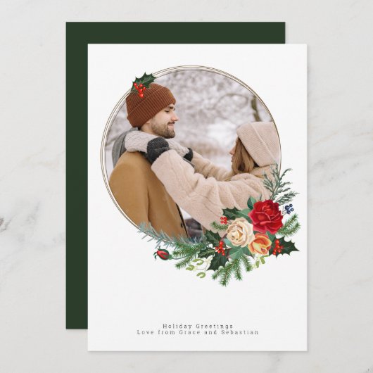 Ferien Winter Botanisches Foto Personalisiert Feiertagskarte (Vorne/Hinten)