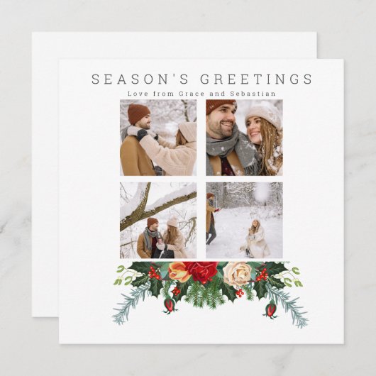 Ferien Winter Botanisches Foto Personalisiert Karte (Vorne/Hinten)