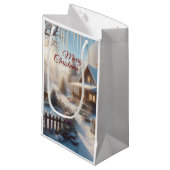 Ferien Winter Hütte Garten Kleine Geschenktüte (Vorderseite Schrägansicht)