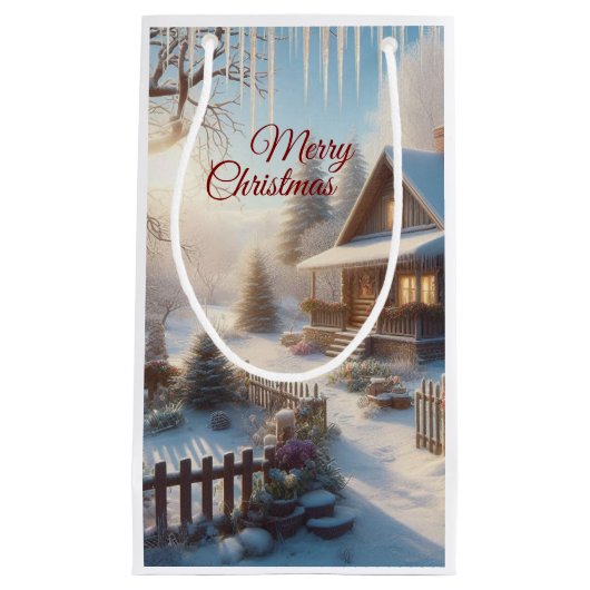 Ferien Winter Hütte Garten Kleine Geschenktüte (Vorderseite)