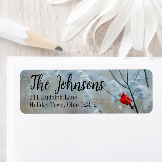 Ferien Winter Kardinal Rücksendeadressen-Aufkleber (Insitu)