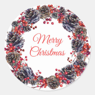 Ferien Winter Pine Cones Weihnachtsmann Gefallen Runder Aufkleber