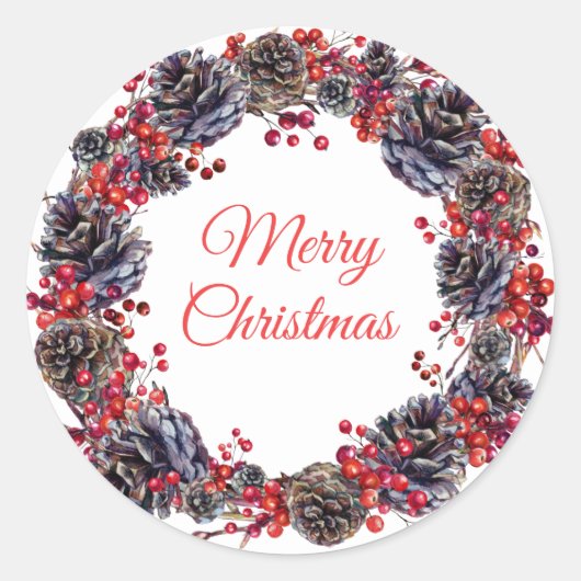 Ferien Winter Pine Cones Weihnachtsmann Gefallen Runder Aufkleber (Vorderseite)