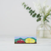 Ferien, Wohnwagen - Kontaktdaten Mini Visitenkarte (Stehend Vorderseite)