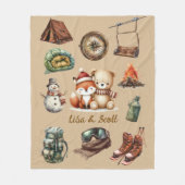 Ferien Xmas Couple Adventure Teddy Bear Fox Beige Fleecedecke (Vorderseite)