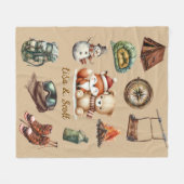 Ferien Xmas Couple Adventure Teddy Bear Fox Beige Fleecedecke (Vorderseite (Horizontal))