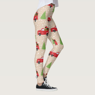 Ferienbaum mit Vintagem LKW Weihnachtsmuster Leggings