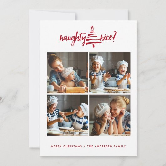 FERIENFOTOKARTE | Modern Naughty Nice Christmas Feiertagskarte (Vorderseite)