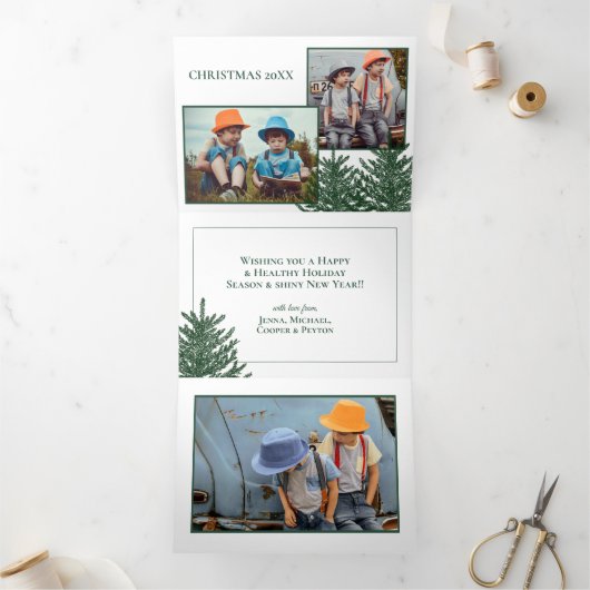 FERIENFOTOKARTE | Weihnachtsbaumwald Dreifach Gefaltete Urlaubskarte (Innenseite)